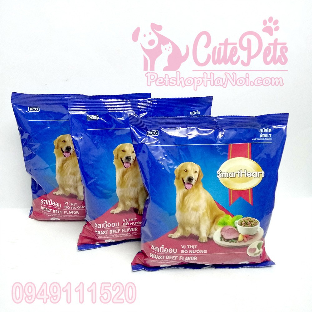 Thức ăn chó lớn Smart Heart Adlut 400g Vị thịt bò nướng - Thức ăn chó mèo CutePets