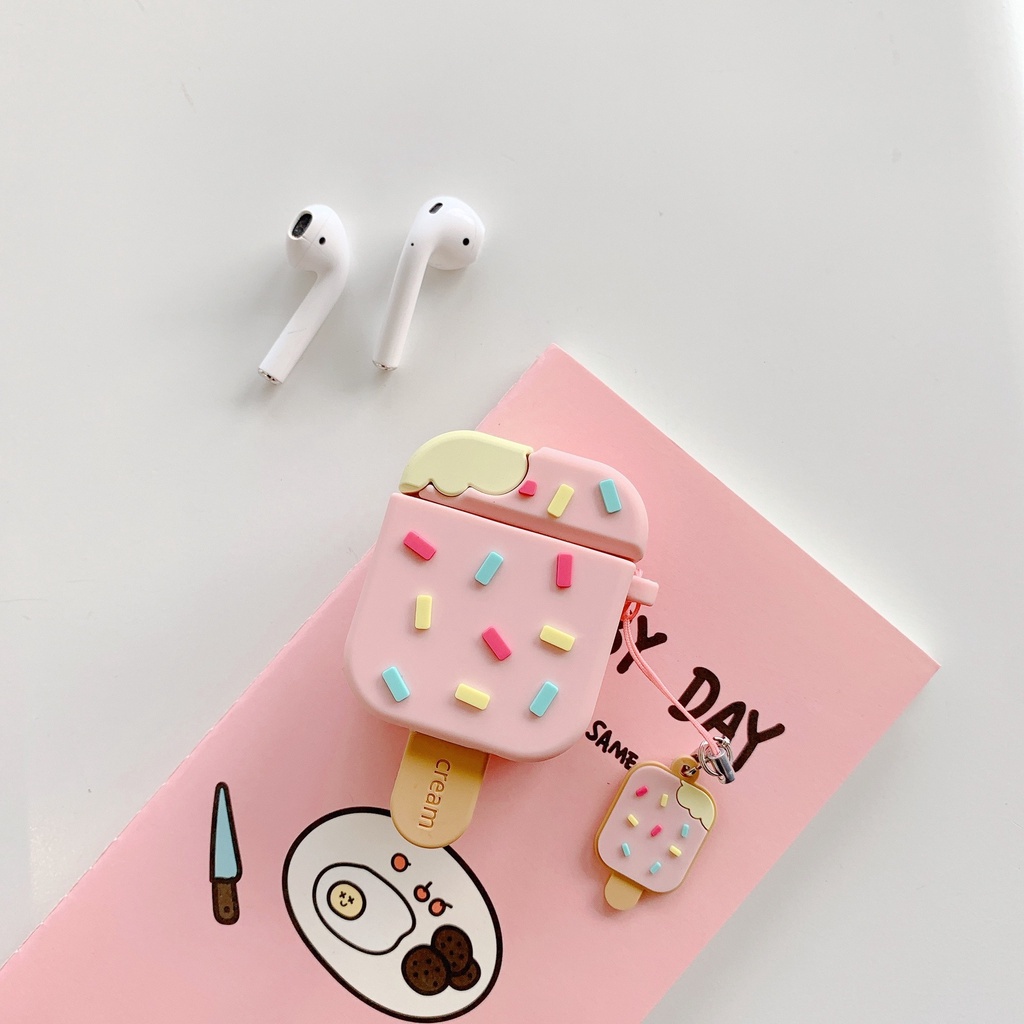 Vỏ Bảo Vệ Hộp Sạc Tai Nghe airpods 1 2 pro Không Dây Chất Liệu Silicon Mềm Hình Kẹo 3D Dễ Thương