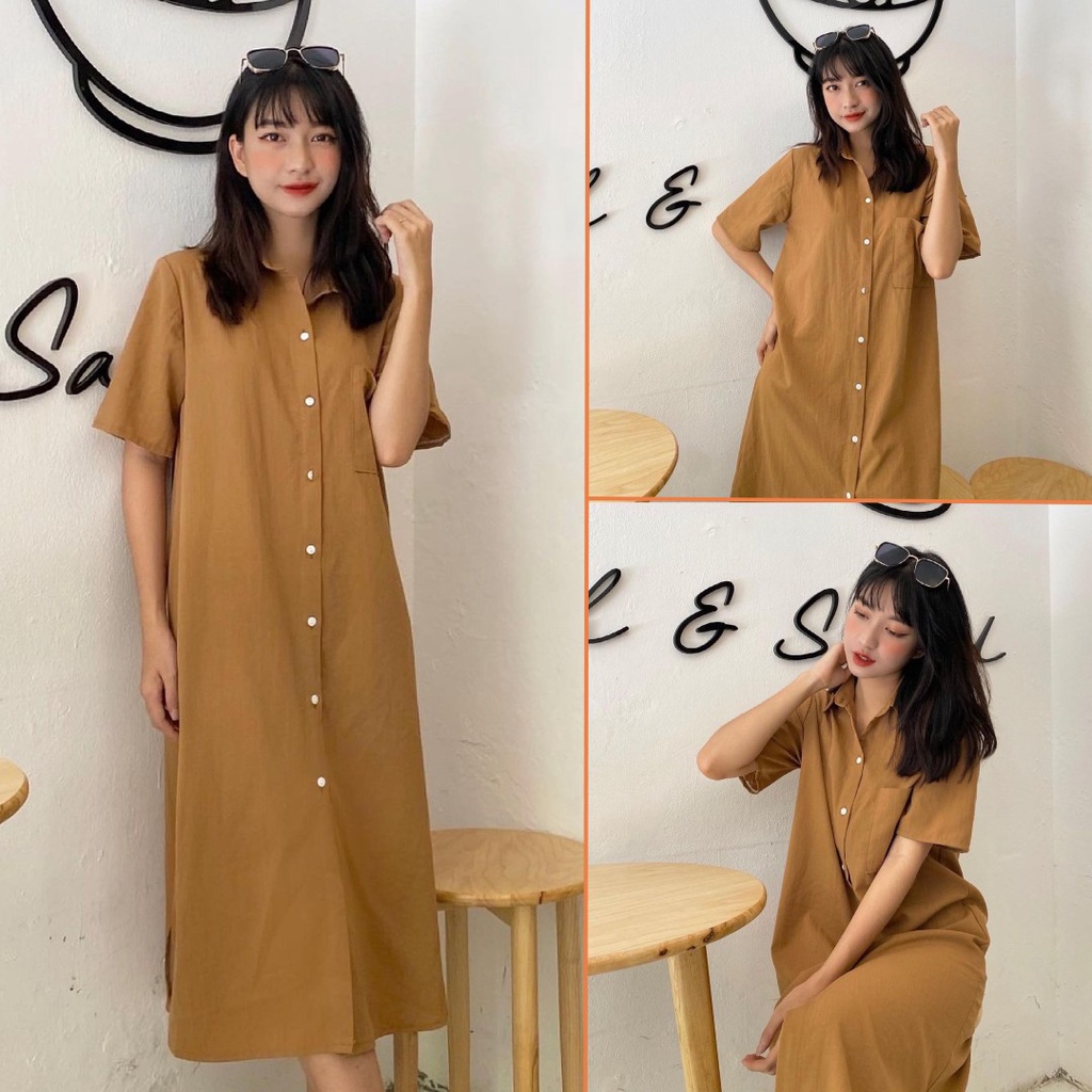 Váy sơ mi dáng dài thắt eo – Đầm nữ form suông vintage V-SMN | BigBuy360 - bigbuy360.vn