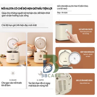Nồi cơm điện mini ALOTA 2,5 lít N33 8 chế độ nấu: thay nồi nấu cháo, chè, hấp - Shop 3B Care