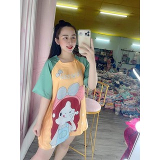 Đầm Ngủ Lụa Satin Tay Raplan Hình Dễ Thương