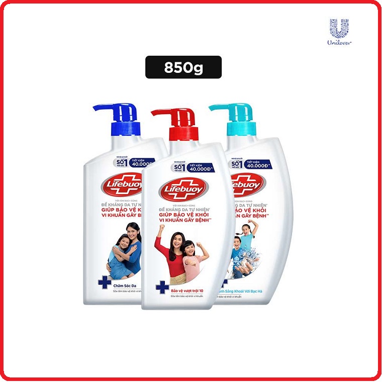 Sữa tắm Lifebuoy Bảo Vệ Vượt Trội 10 850G ( chai )