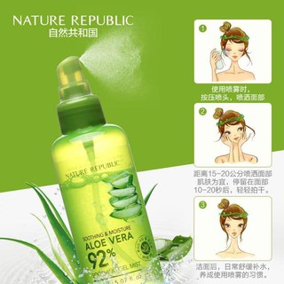Xịt khoáng dưỡng ẩm nha đam lô hội Nature Republic Soothing & Moisture Aloe Vera 92% Gel Mist