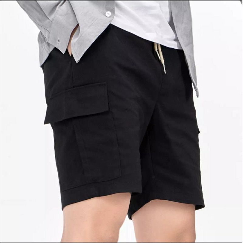 Quần short ngố Kaki Ulzzang Nam Nữ Unisex Lưng Thun Co giãn