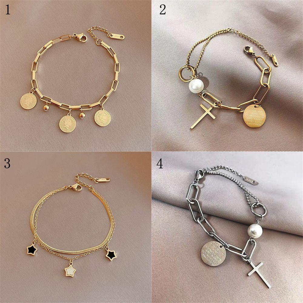 Vòng Tay Nhiều Lớp Bằng Thép Không Gỉ Phong Cách Retro|Chân Dung Gothic