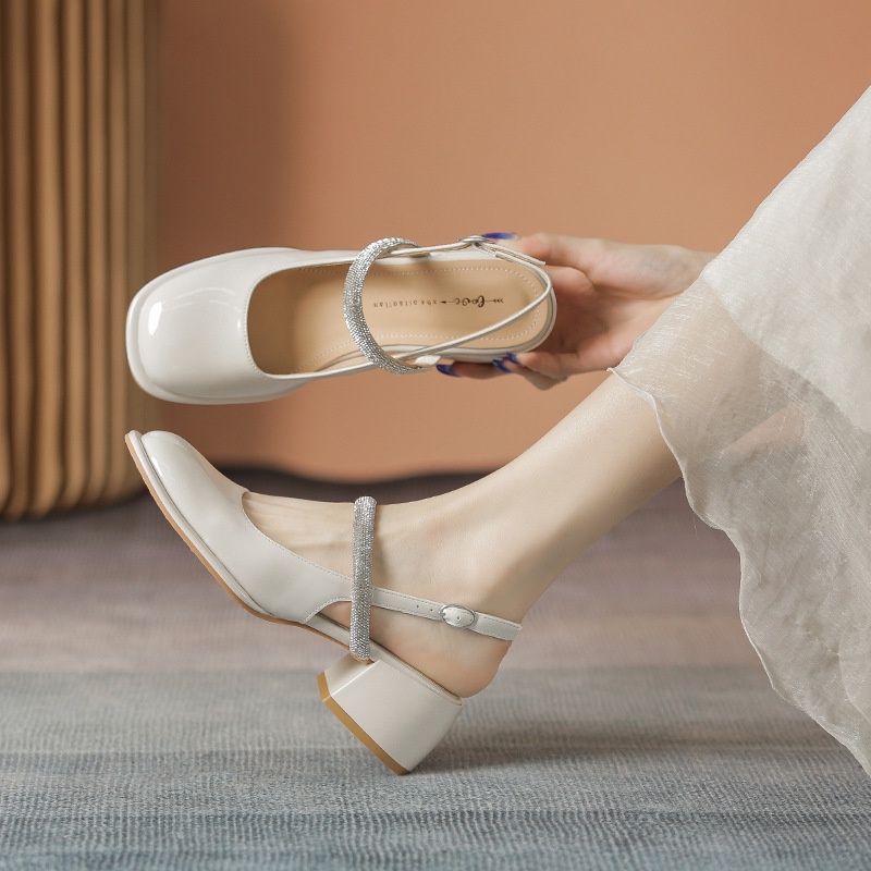 Giày Cao Gót Mũi Vuông Phong Cách Pháp Thời Trang Cho Nữ