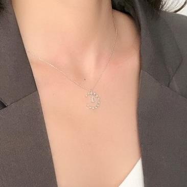(0117) Vòng Cổ Hình Mặt Trăng Đính Giọt Lệ Kim Cương Lấp Lánh ✨