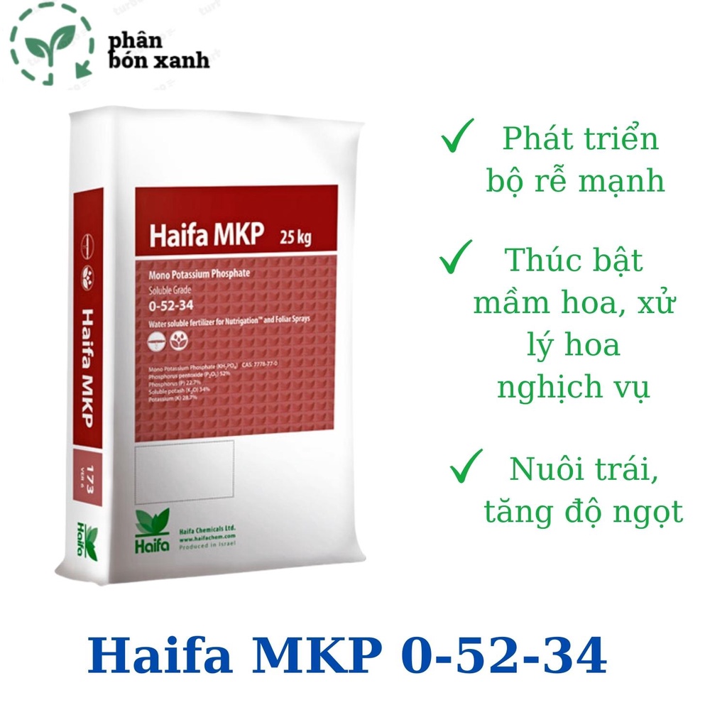 Phân bón MKP HAIFA 0-52-34 giàu lân kali, cho các loại cây trồng