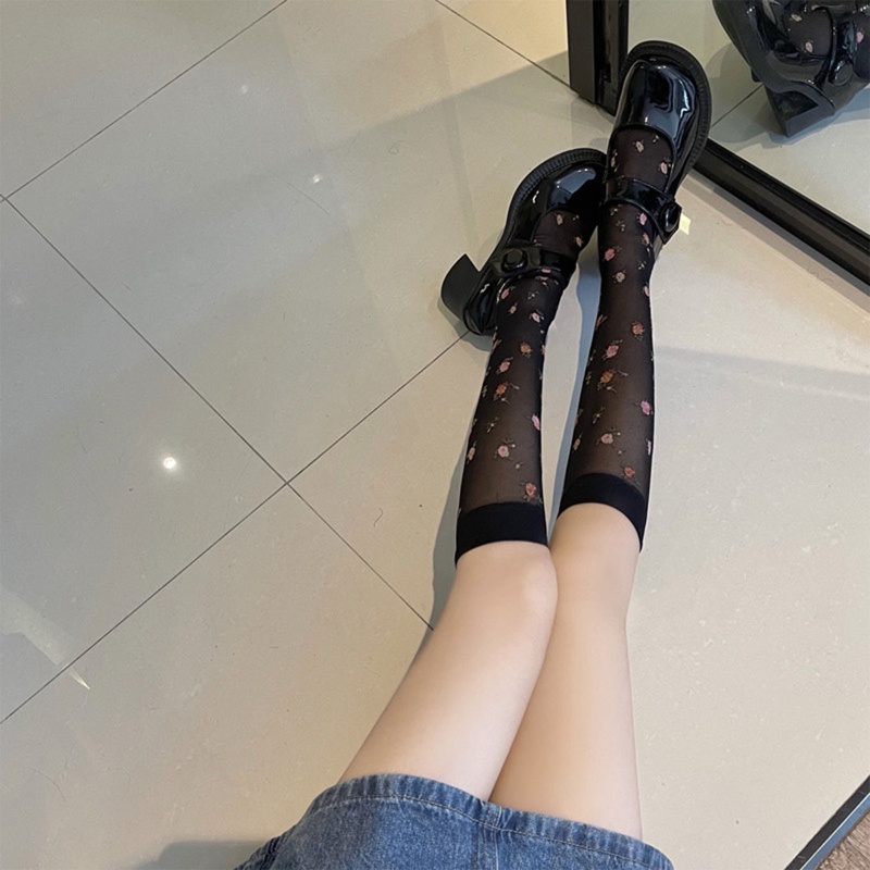Xixi Quần Tất Lụa Mỏng In Họa Tiết Hoa Nhiều Màu Sắc Phong Cách Lolita Pháp Ngọt Ngào Thời Trang Cho Nữ