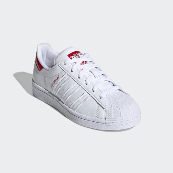 Giày Superstar Trái Tim 🔥FREESHIP🔥 Adidas Super Star White Scarlet Chính Hãng - Giày Thể Thao Adidas Auth