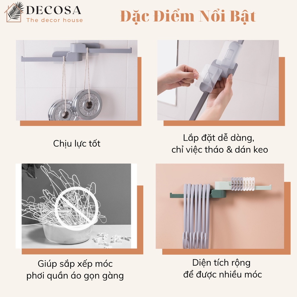 Dụng cụ treo móc quần áo dán tường tiện lợi DECOSA