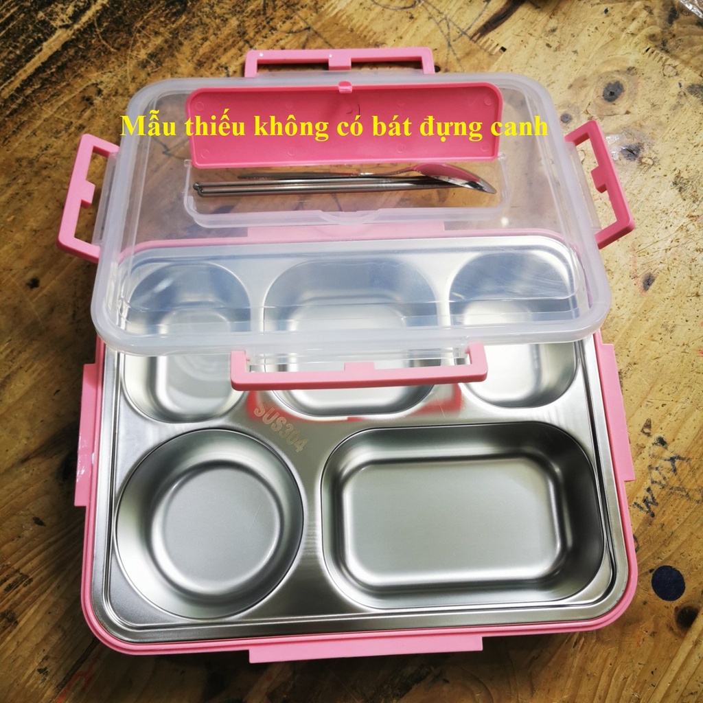 Khay cơm chia phần 5 ngăn INOX giữ nhiệt
