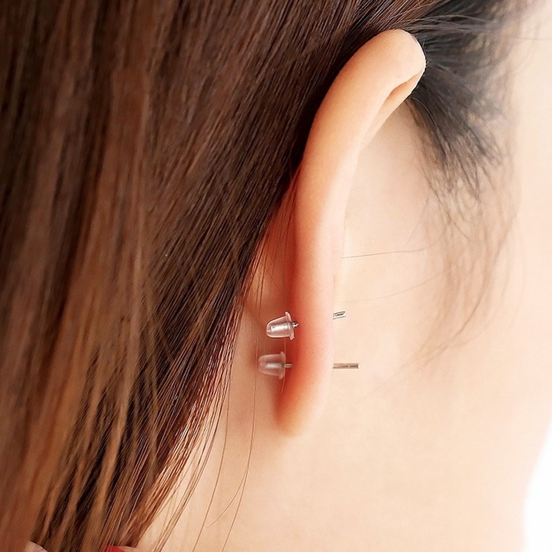Set 500 Nút Chặn Bông Tai Bằng Silicon Trong Suốt DIY Kèm Hộp Đựng Tiện Lợi