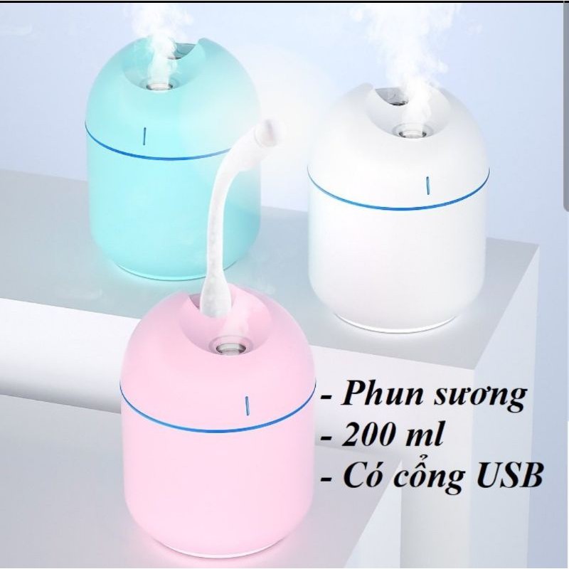 Máy phun sương khuếch tán tinh dầu, phun sương Mini Humdifier 9801 200ml tạo độ ẩm không khí HEAD SHOP