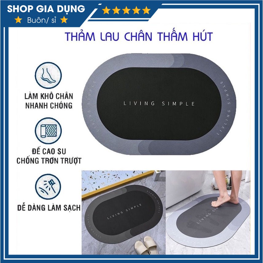 [ CHÍNH HÃNG ]Thảm Lau Chân Nhà Tắm Siêu Thấm Hút Loại 1 40*60, Chống Trơn Trượt Cao Cấp 2022 Siêu Mềm Dày với 4 lớp