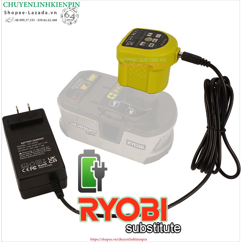 Củ Sạc Ryobi 12-18v Lion- Nimh-Nicd cho pin zin bằng adapter có bảo vệ và đèn báo đầy ( BL64_270 )
