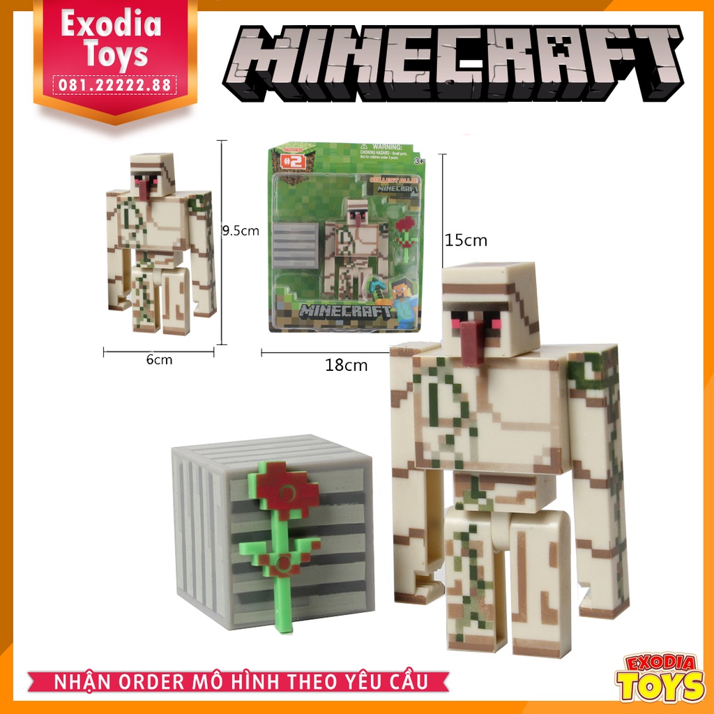 Mô hình đồ chơi Minecraft Steve, Iron Golem, Enderman, Villager, Zombie, Creeper - Đồ Chơi Lắp Ghép Sáng Tạo