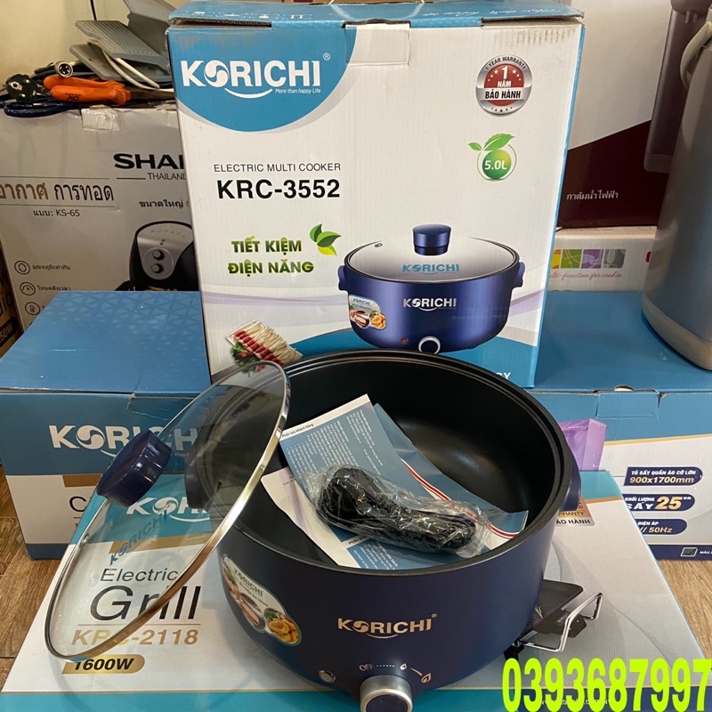 ❤️LẨU ĐIỆN ĐA NĂNG KORICHI KRC-3552 DUNG TÍCH 5L, LÒNG SÂU