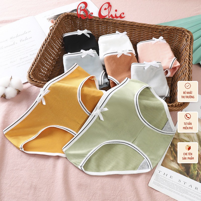 Quần Lót Nữ ,Quần Lót Nữ Cotton 100% kháng khuẩn thoáng mát viền kẻ màu MÃ Q125 BC_CHIC LINGERIE