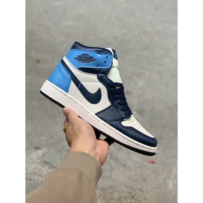 [SneeKeezz] Giày thể thao AIR JORDAN 1 Retro High Obsidian UNC xanh than gót xanh dương