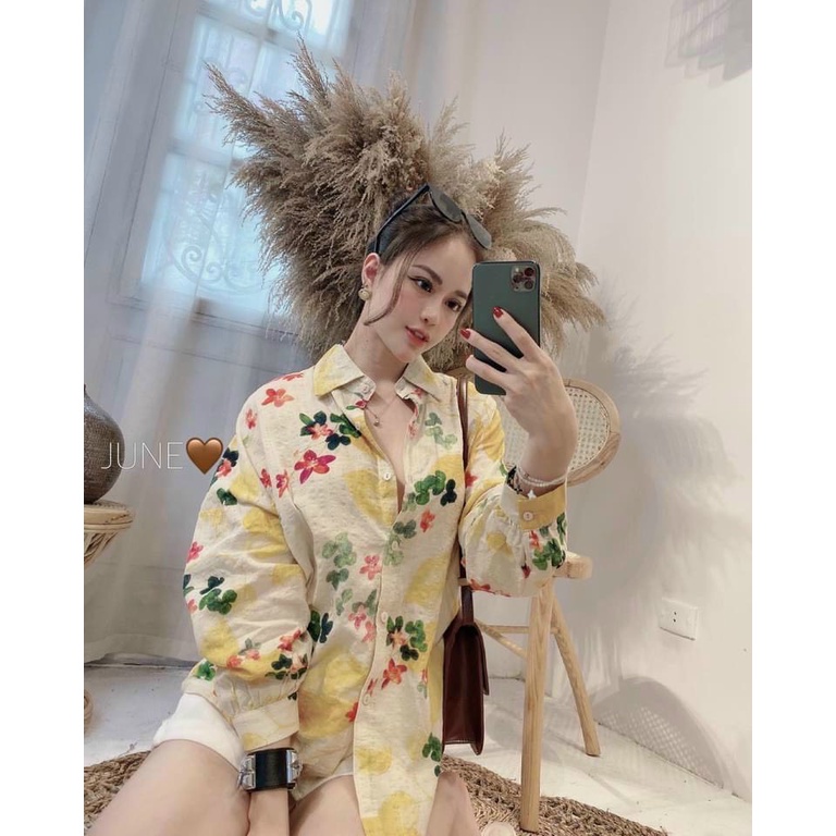 Áo hoa babydoll tay lỡ ( ảnh thật )