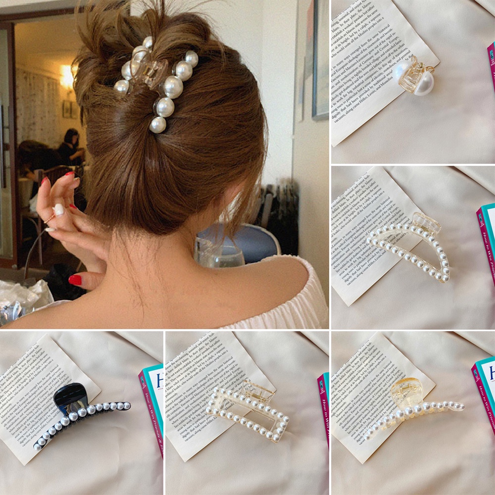 (Hàng Mới Về) Kẹp Tóc Càng Cua Đính Ngọc Trai Thời Trang Cho Nữ Mihan1