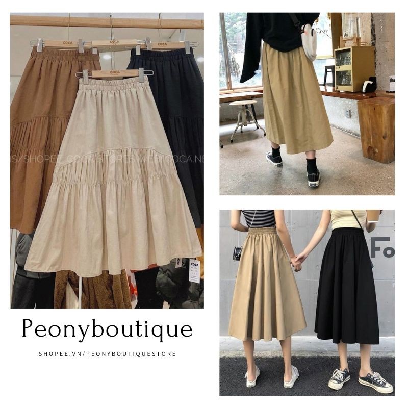 [Mã WASKT410K giảm 10K đơn 50K] Chân Váy Thô Dúm Vạt 🌺 Chân váy nữ dáng dài 3 màu BE | NÂU | ĐEN SIÊU HOT 🌺