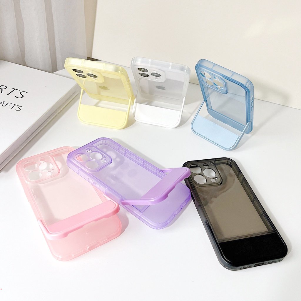 Ốp Điện Thoại Mềm Trong Suốt Chống Sốc Có Giá Đỡ Cho IPhone 11 Pro Max 12 Pro Max 13 Pro Max XS Max XR X 6 6s 7 8 Plus