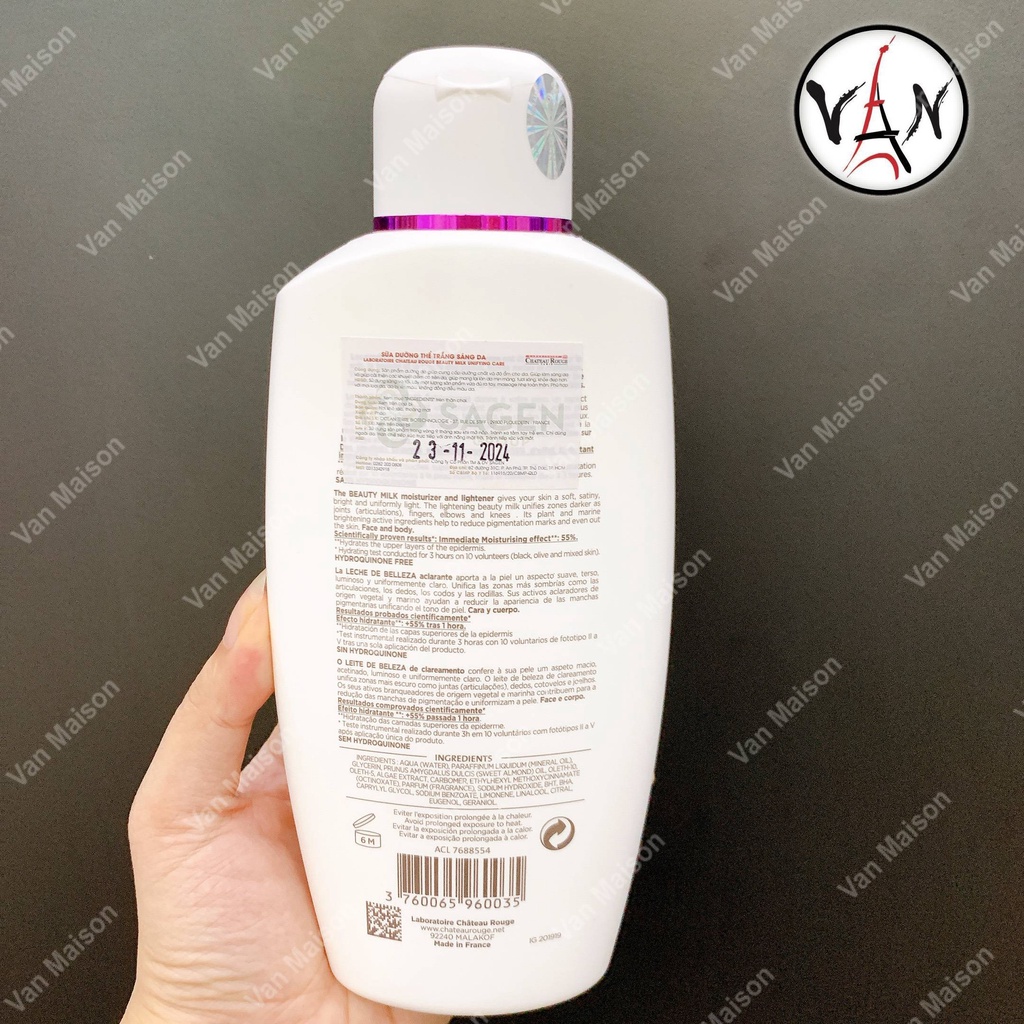 Sữa dưỡng thể kích trắng sáng da Chateau rouge 400ml - Phiên bản giới hạn