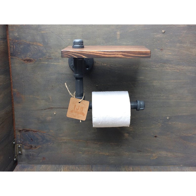 Kệ ống nước mini kèm móc treo tường WC, kệ ống nước lắp ráp chất liệu ống sắt Cao Cấp