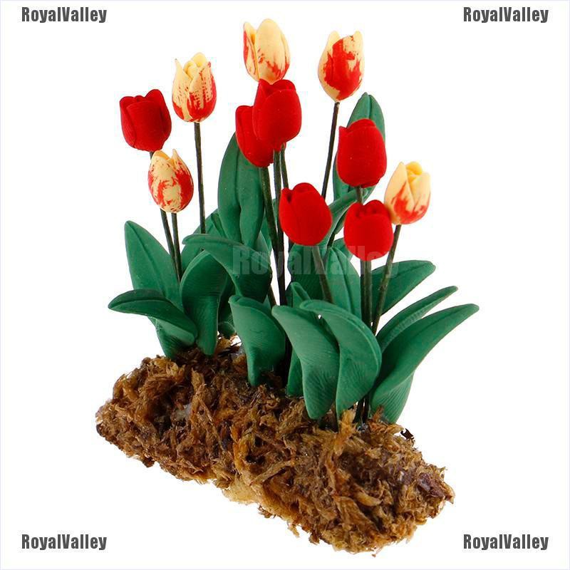 1 Hoa Tulip Giả Trang Trí Vườn Nhà Búp Bê Tỉ Lệ 1: 12