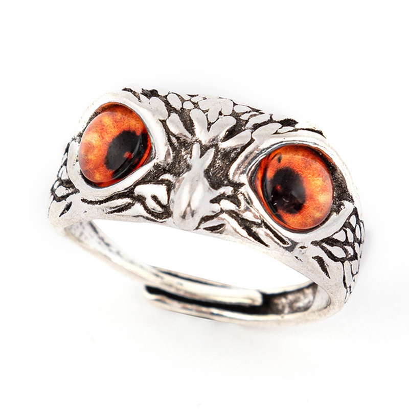 Nhẫn Đeo Tay Kim Loại Hình Cú Mèo Mắt Mèo Cá Tính Cho Nam Nữ