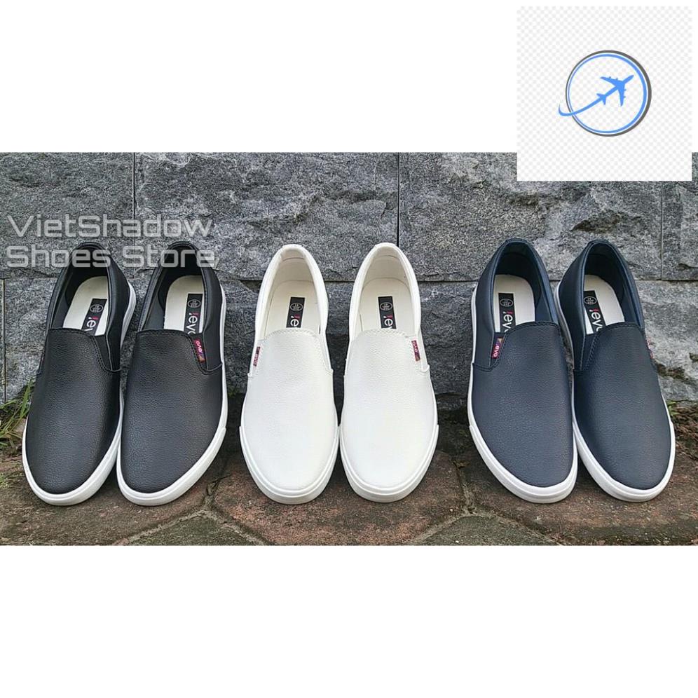 🚴🏇 Slip on da - Giày lười da nam cao cấp thương hiệu LEYO - Da PU 3 màu đen, trắng và xanh navy - Mã SP A5192 🚴🏇