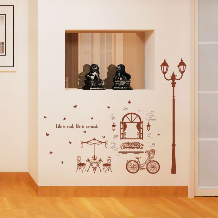 Decal dán tường Cột đèn nâu - DKN059