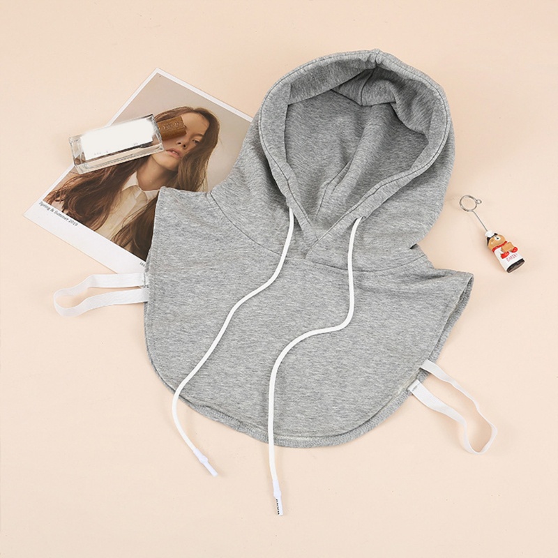Yoioi Áo Hoodie Unisex Chui Đầu Màu Trơn Cổ Bẻ Rời Được Phong Cách Harajuku Ấm Áp wit