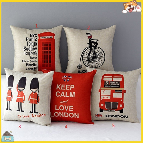 Vỏ gối sofa vải lanh in hình lá cờ các nước sáng tạo