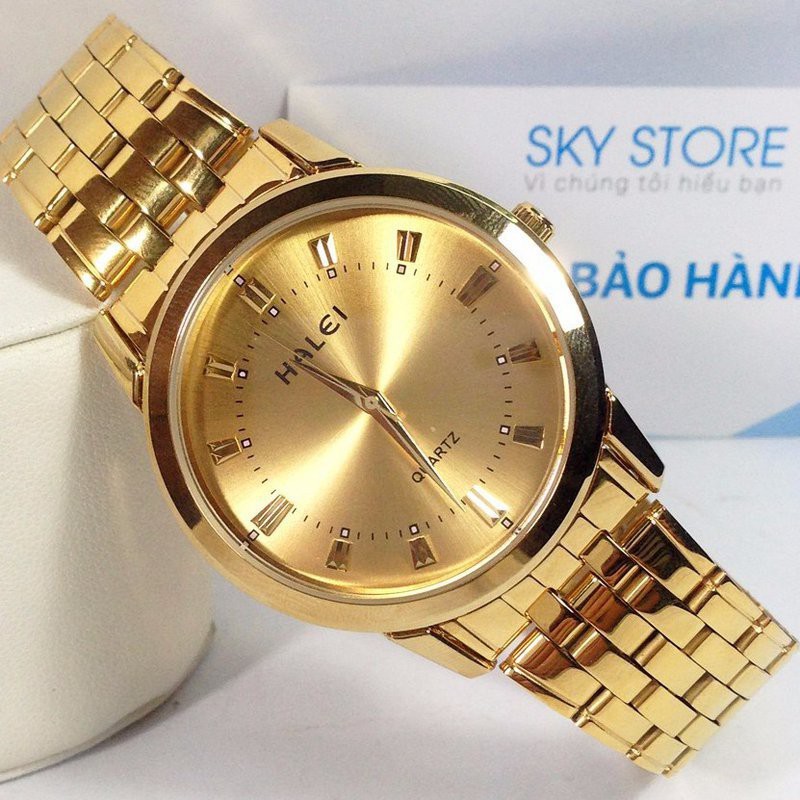 Đồng hồ nam,đồng hồ kim đeo tay nam Halei dây xích màu vàng(có size nữ)-daihuong93 | BigBuy360 - bigbuy360.vn