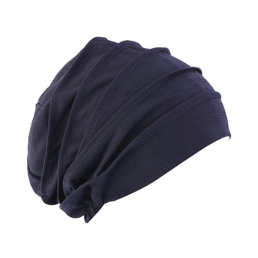 Phụ nữ mũ trùm đầu hijab mũ khăn xếp 1pc mũ trùm đầu ung thư chemo cap màu rắn