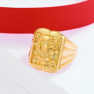 Nhẫn Nam Mạ Vàng 24K Chạm Rồng, Phong Cách Cổ Điển Quyền Lực - XPN04N