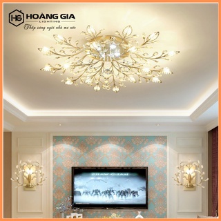 Đèn chùm - đèn ốp trần phòng khách cành vàng lá ngọc - trang trí thắp sáng phòng khách, phòng ngủ, phòng bếp - hg shop