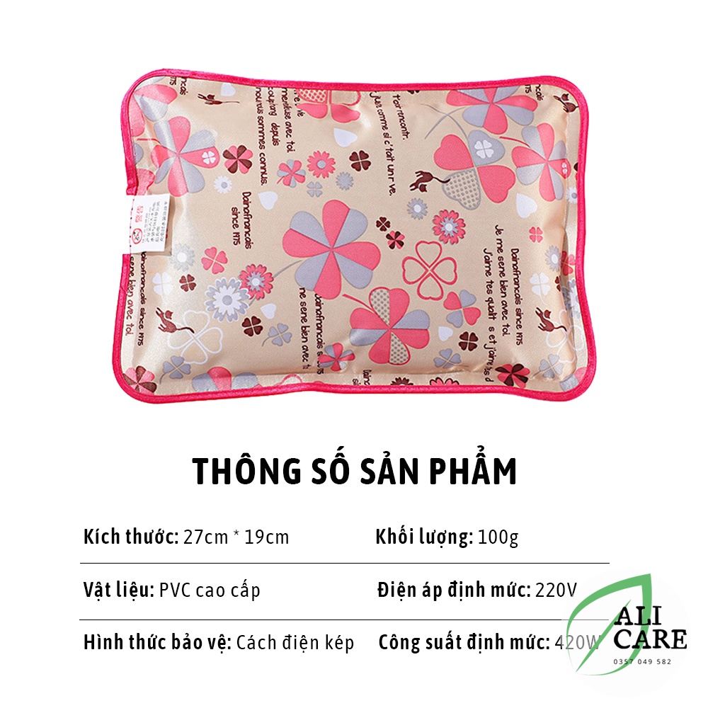 Túi chườm nóng sạc điện tự ngắt an toàn, túi sưởi ấm giảm ê buốt, đau nhức chân tay, giảm đau bụng kinh ALI CARE