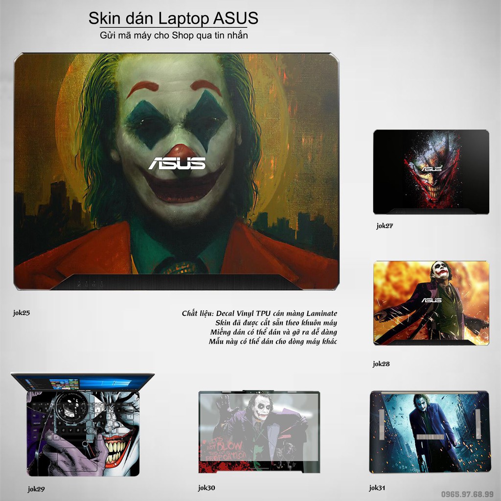 Skin dán Laptop Asus in hình Joker _nhiều mẫu 4 (inbox mã máy cho Shop)