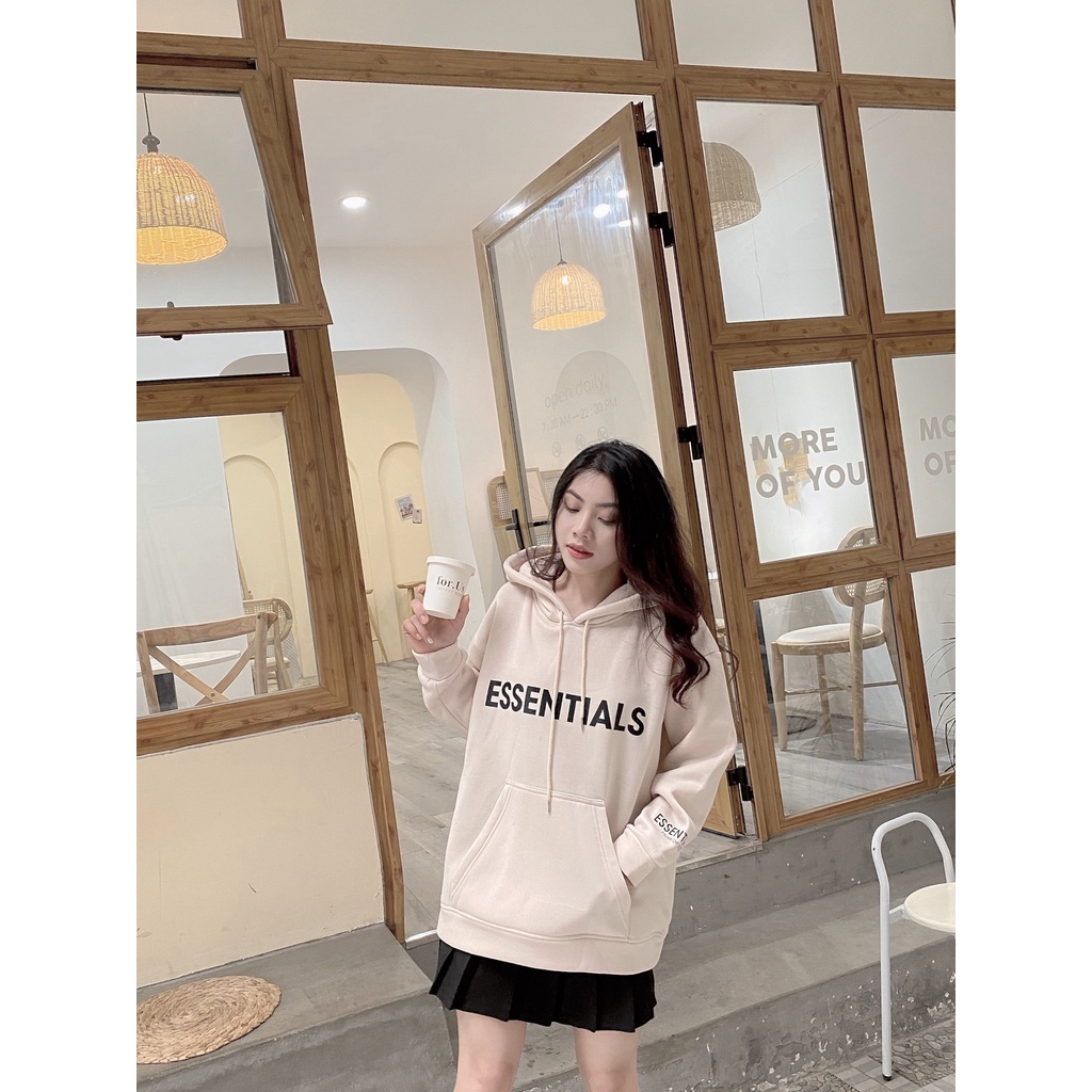 Áo nỉ bông hoodie Essentials form rộng Ulzzang unisex Kanimi - AD11