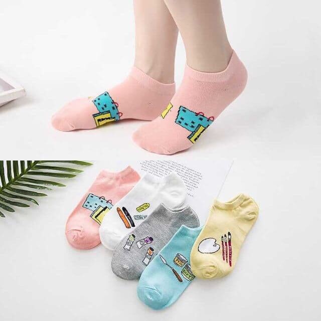 Sét 5 đôi tất nữ in hình họa tiết ngộ nghĩ cực đẹp