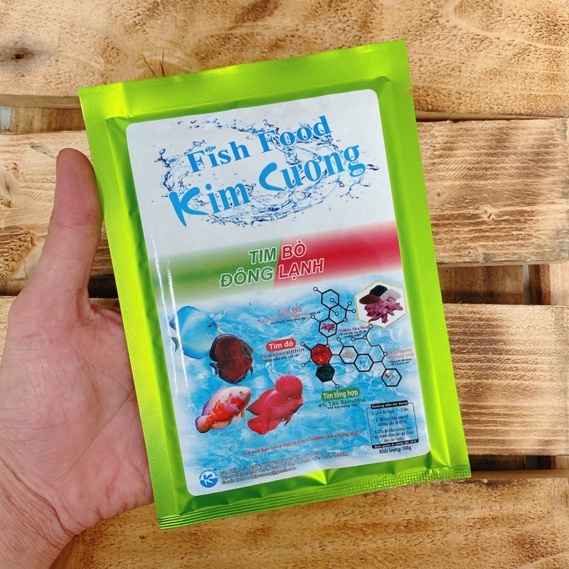 Tim bò Kim Cương - loại TổngHợp - 5gói/500g - thức ăn chăm sóc cho cá cảnh - tăng màu,body và đầu - giàu dinh dưỡng