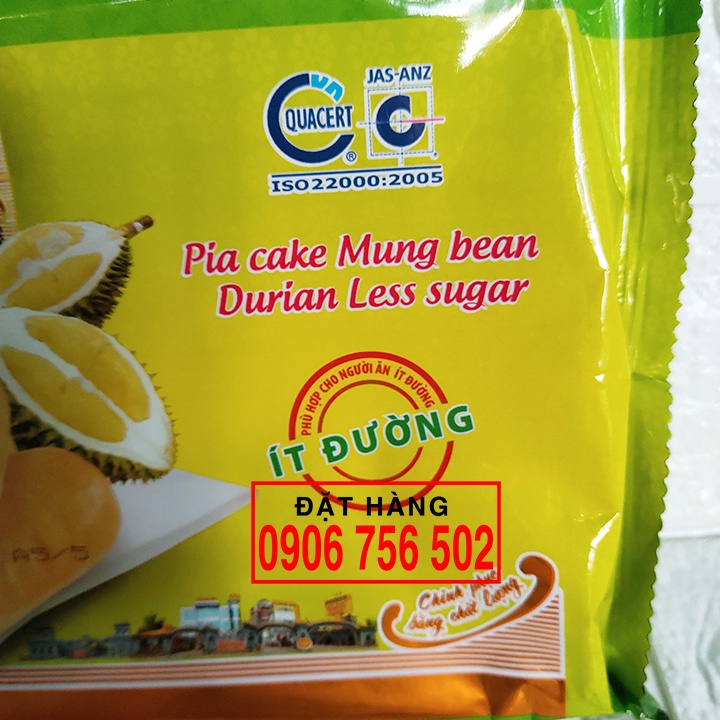 Bánh pía ít đường đậu sầu riêng không trứng Tân Huê Viên 275g ( 5 cái )