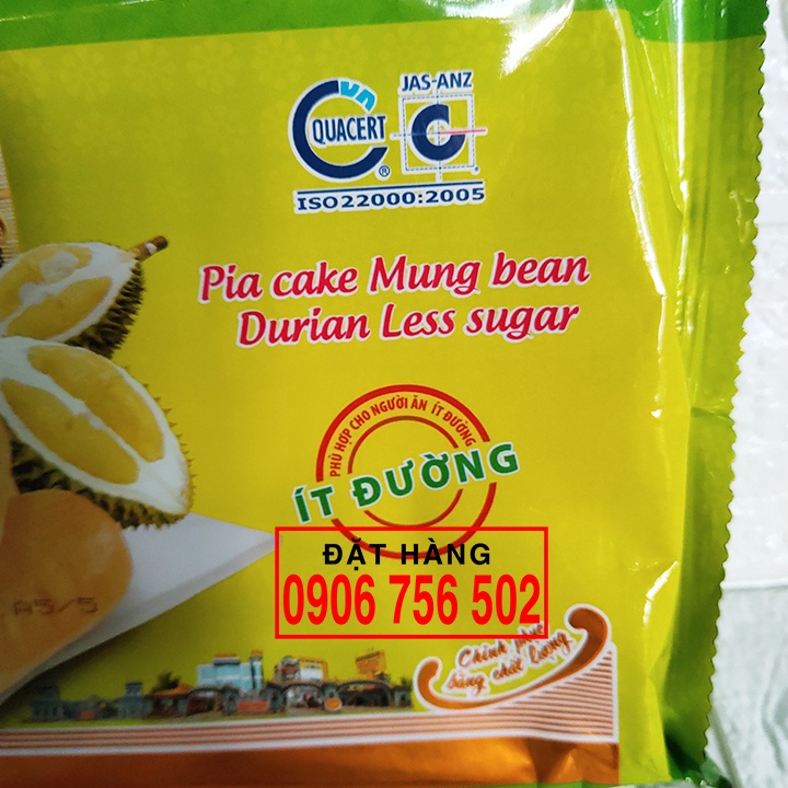 Bánh pía ít đường đậu sầu riêng không trứng Tân Huê Viên 275g