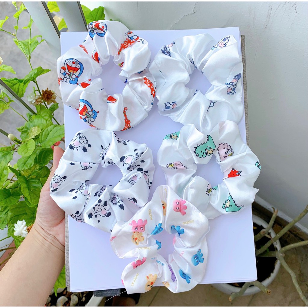 Cột tóc scrunchies doreamon, khủng lông, scrunchies bạch tuộc