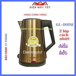 Ấm đun siêu tốc 2 lớp inox 304 gali gl - 0018i , ca siêu tốc ,bình đun nước
