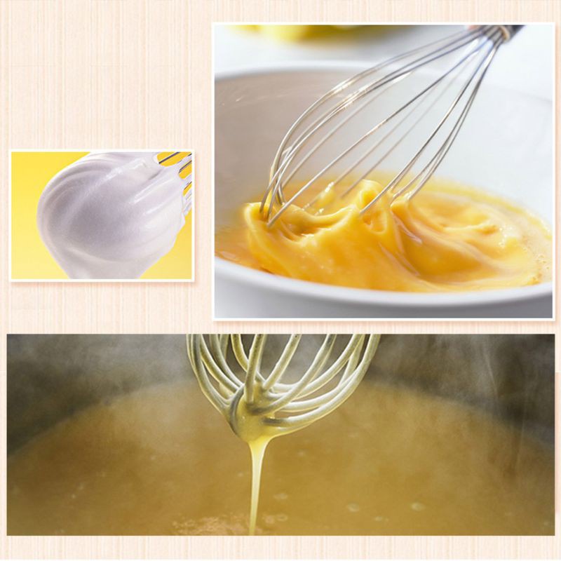 be❀  10/12inch Stainless Steel Egg Beater Hand Mixer Butter Blender Whisk Wooden Handle Kitchen Gadgets